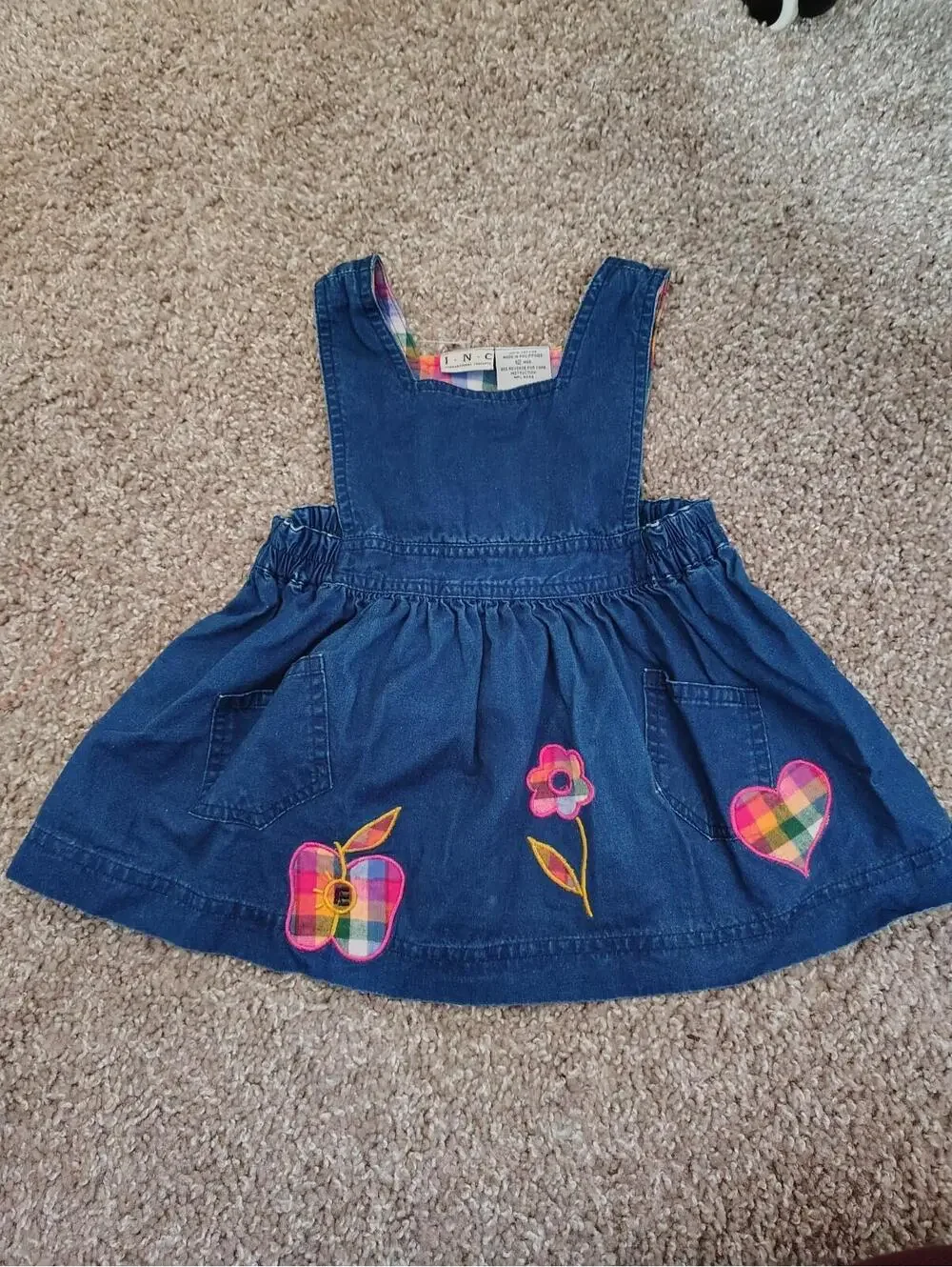 Baby Girl Dress I.N.C. 100% Cotton 12 Mo Denim dress seveless multicolor